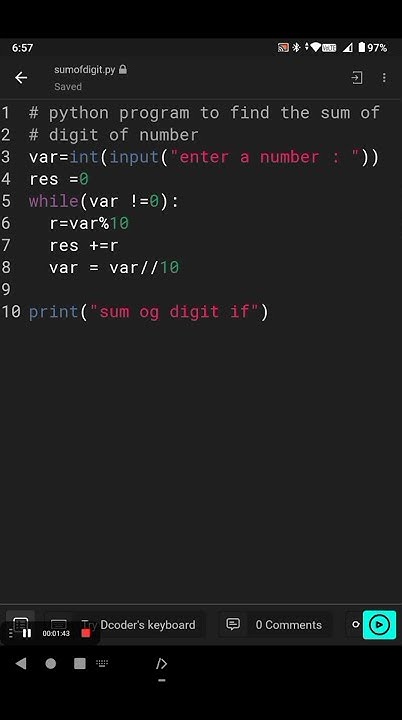 python program to find the sum of digit #python #shorts - YouTube