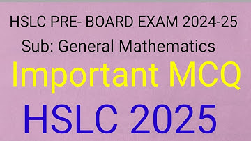 HSLC Pre Board Maths question paper 2024-25|HSLC 2025 Maths question paper|Maths important MCQ