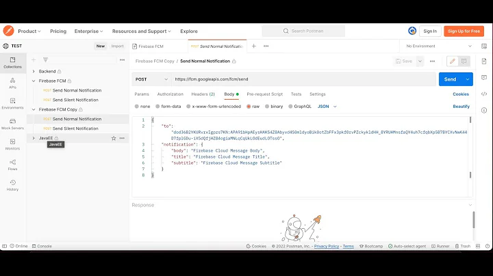 Firebase send push notification using postman example.