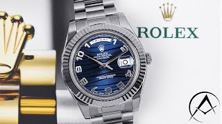 Rolex Day-Date II President II 218239 41mm 18K White Gold Blue Wave Dial