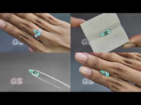 Турмалин Параиба в огранке груша 1,30 карат, Африка Видео  № 1