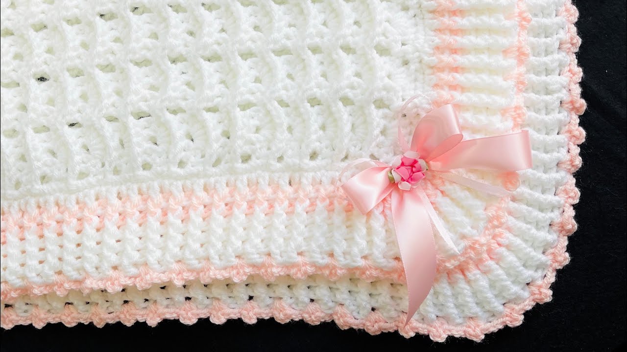 Manta para bebé a crochet paso a paso con punto frijol FÁCIL y RÁPIDO DE  TEJER - Crochet for Baby 