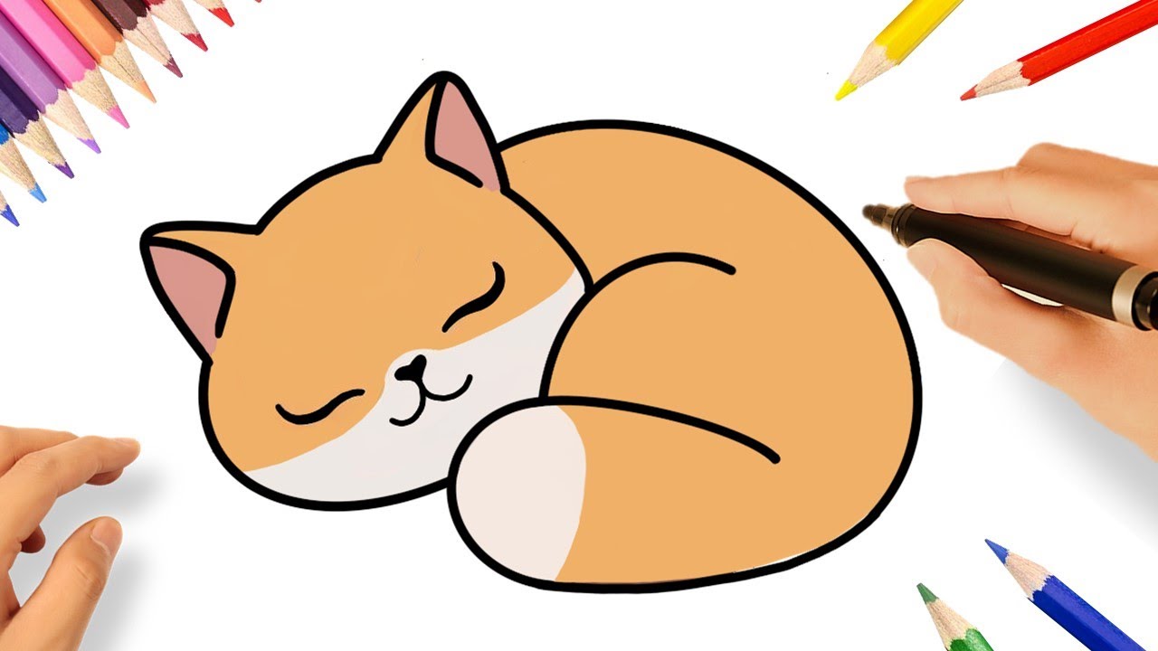 COMO DESENHAR UM GATO KAWAII DORMINDO 