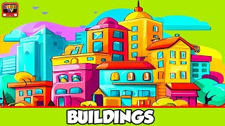 BUILDINGS VOCABULARY for Beginners, Kids, Kindergarten with Emojis-Learn Building Names in English