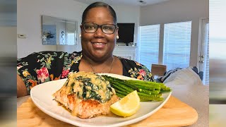 Stuffed Salmon with Lemon Cream Sauce Dinner