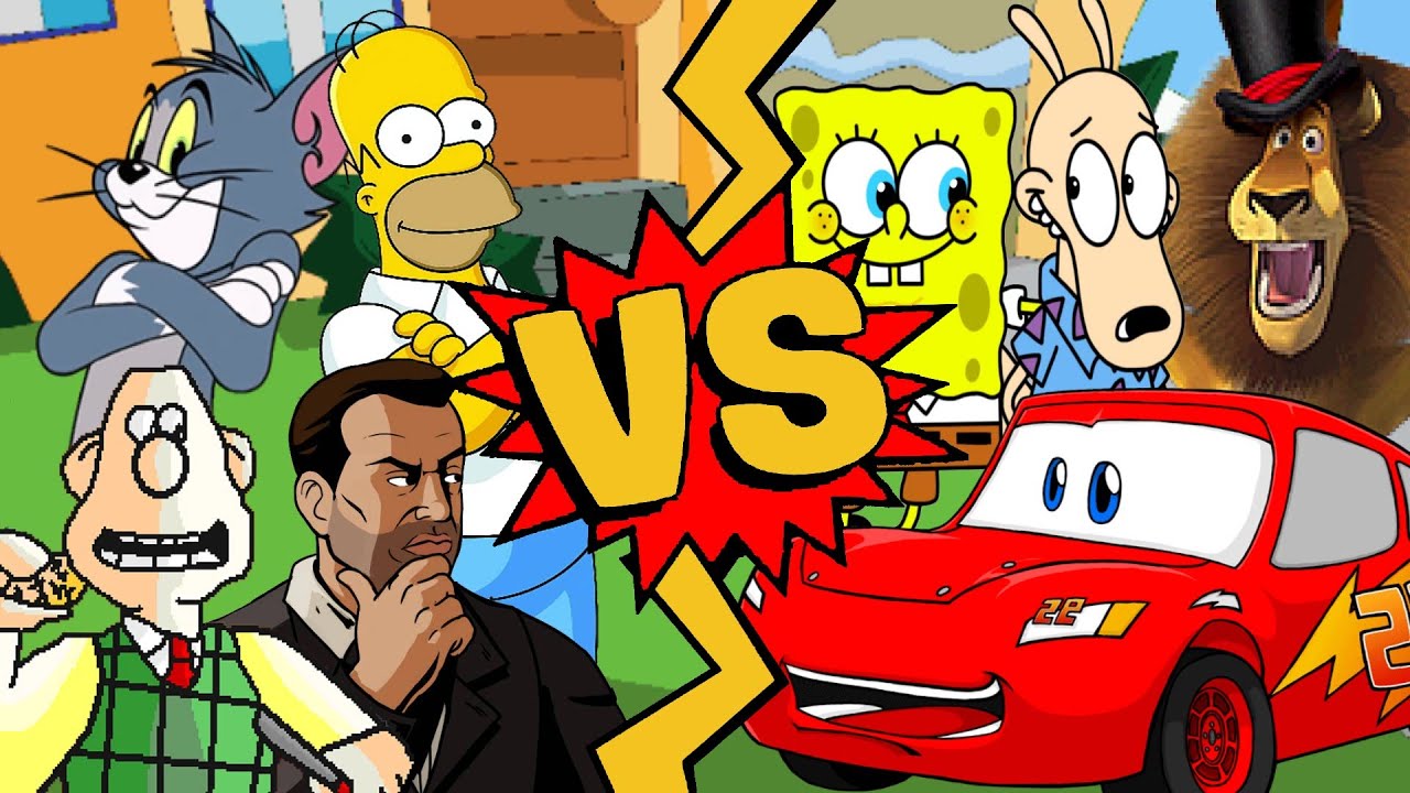 M.U.G.E.N Battles | Homer/Toni Cipriani/Wallace/Tom vs Lightning McQueen/Alex/SpongeBob/Rocko