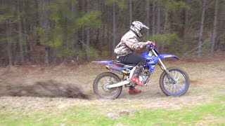 kids dirt bike race practice for wood racing. We have to make track!