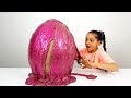Giant Gold Fuchsia Slime Coated Surprise Eggs Fun Kids Video Oyuncax