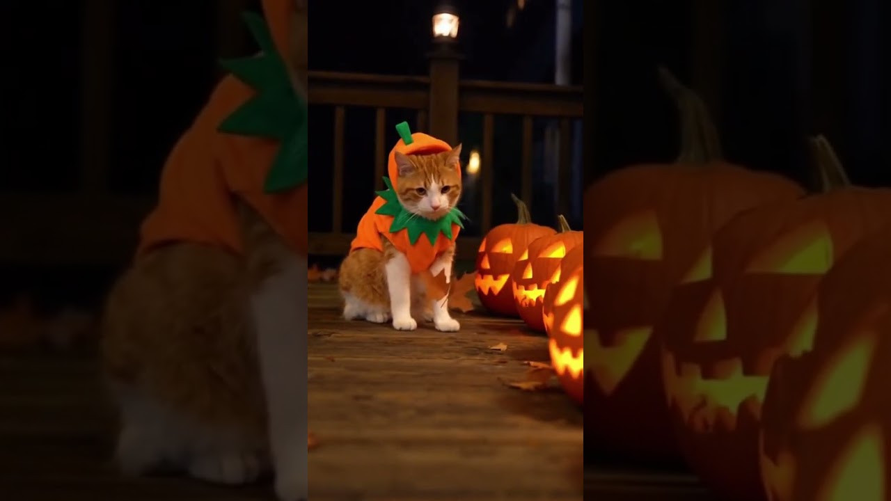 Pumpkin Cat Tries to Walk in Costume 😹🎃 | Funny & Adorable!  