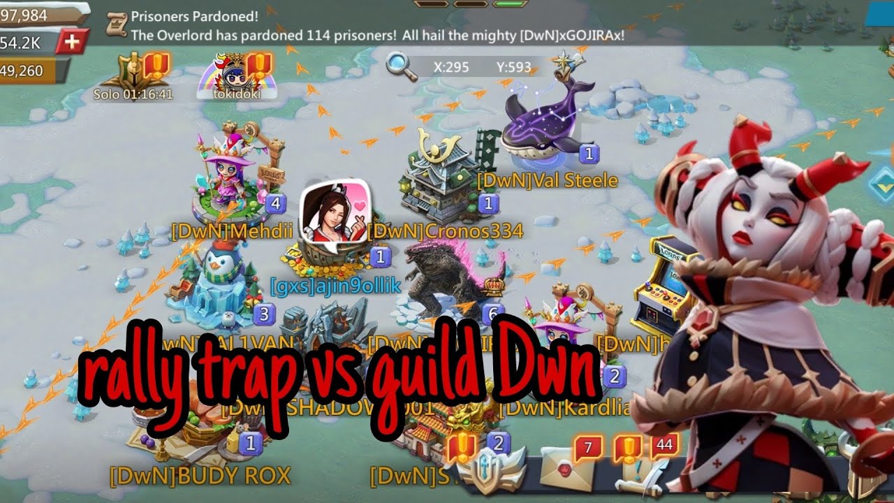 LORDS MOBILE RALLY TRAP VS GUILD DwN MANA LVL 6 FULL CHAMPION 