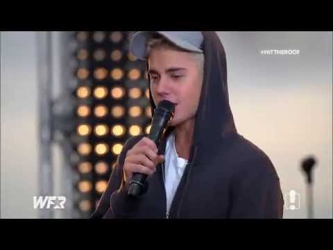Justin Bieber singing As Long As You Love Me acoustic on the World Famous Rooftop, September 28 2015
