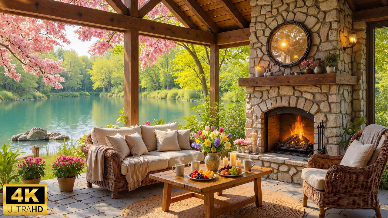 Morning Spring in Cozy Cabin Ambience 🌸 Relaxing Piano, Birdsongs and ...