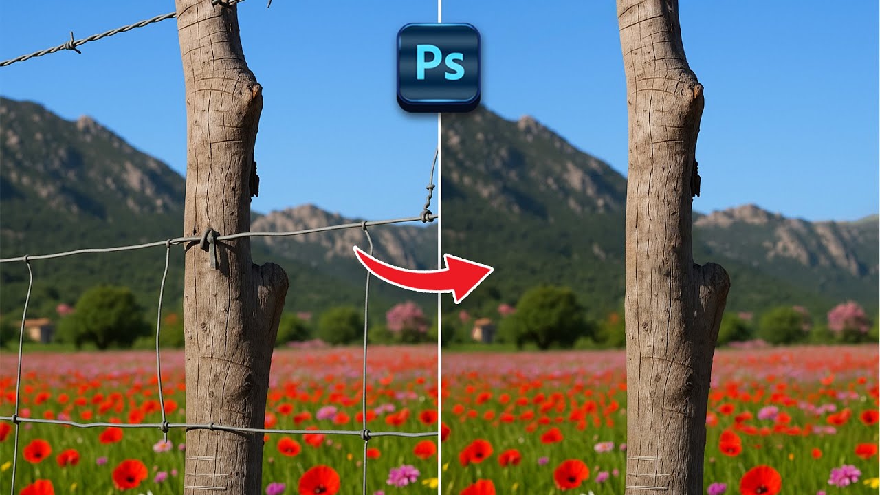 Remove Fence with 1 Simple Step in Adobe Photoshop