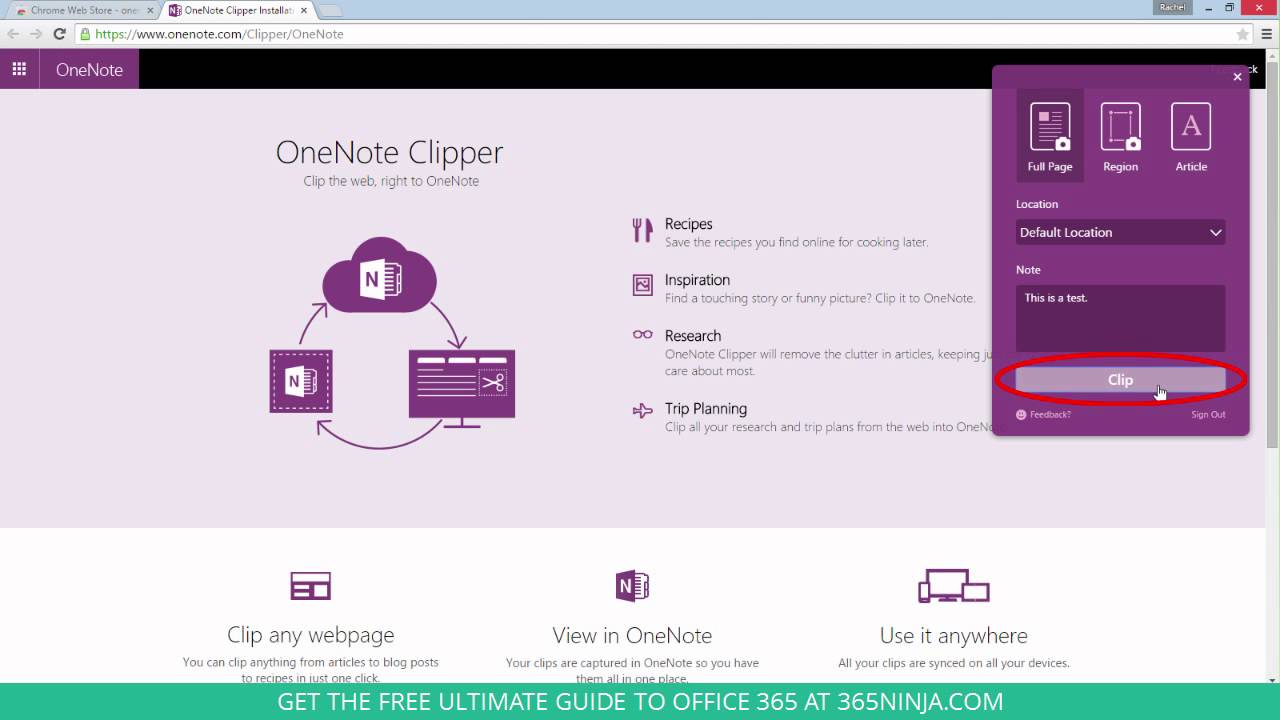 manipular Chaise longue excepto por Install and Use the OneNote Clipper Extension for Google Chrome - YouTube