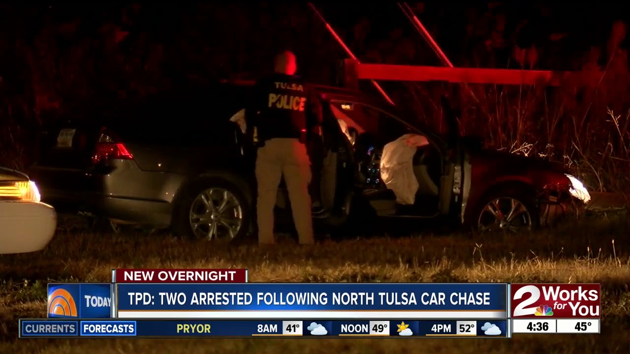 Two people arrested after overnight chase in North Tulsa - YouTube