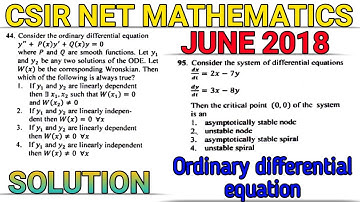 CSIR NET MATHEMATICS || JUNE 2018 || ORDINARY DIFFERENTIAL EQUATION|| SOLUTION