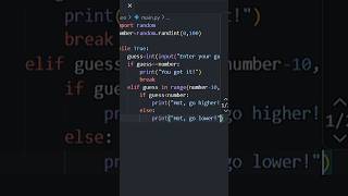 Coding a number guessing game in python 🐍 #python #coding