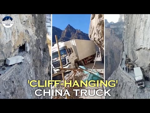 Ops! Truck hanging over the edge of 330ft cliff for 3 days on China’s mountainous road!