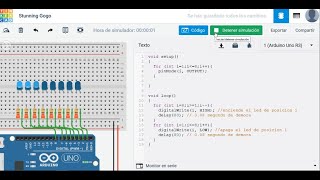 Secuencia de leds en Arduino con Tinkercad