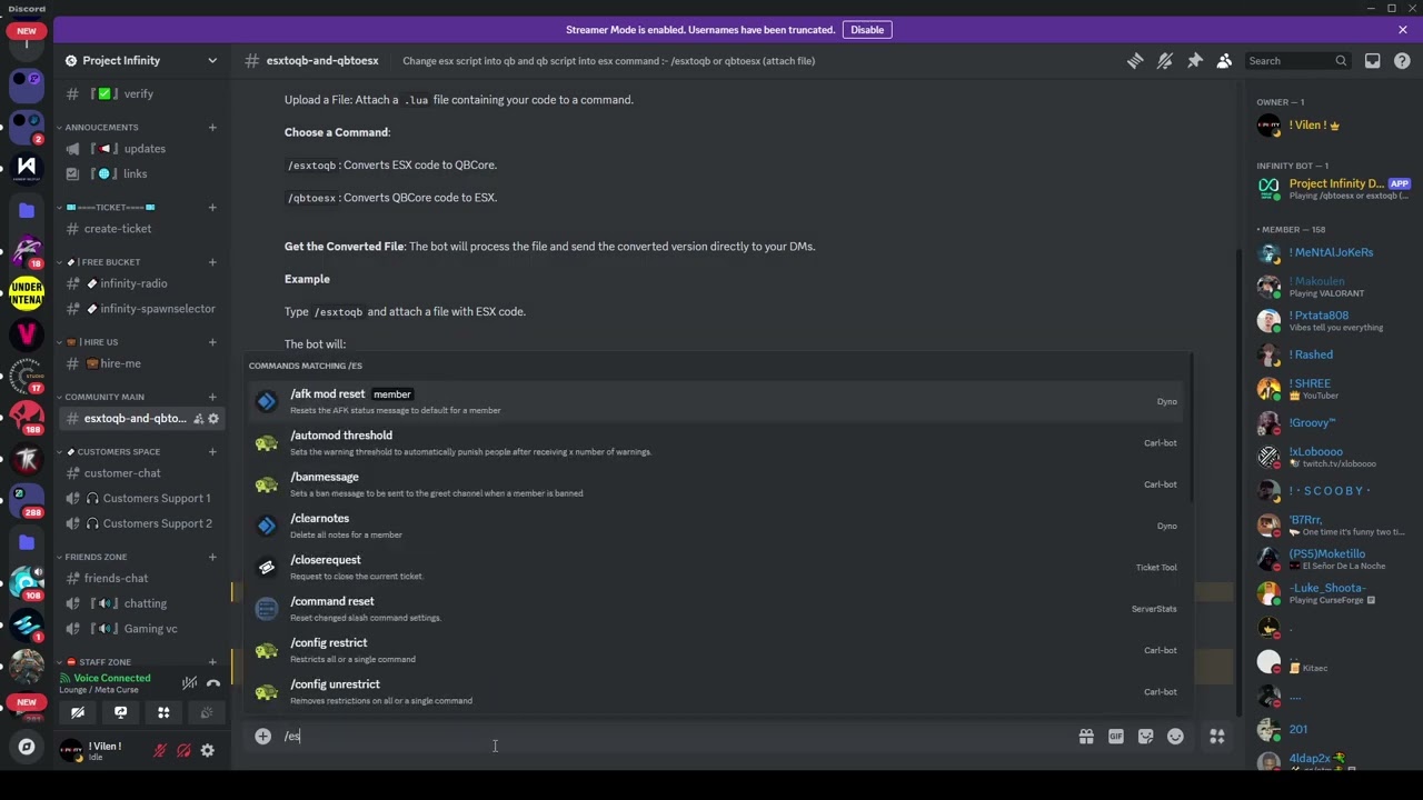 (FREE) Discord Bot ( Fivem ) ESX to QBCore and Qbcore to ESX