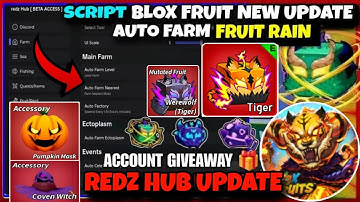 Update Script Blox Fruit Mobile No Key REDZ HUB V2 🎃 FRUIT RAIN, AUTO FARM, RAID, RACE V4 🐯