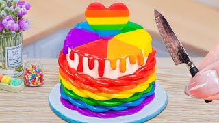 Mini Rainbow Cake Decorating Colorful Fondant 🌈 How To Make Miniature Cake 🎂 Miniature Rainbow Cake