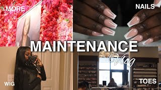 MAINTENANCE VLOG\/ wig install , nails , toes + more