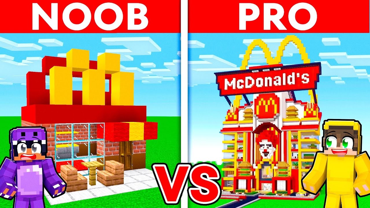 NOOB vs PRO: MODERN MCDONALDS HOUSE BUILD CHALLENGE in Minecraft