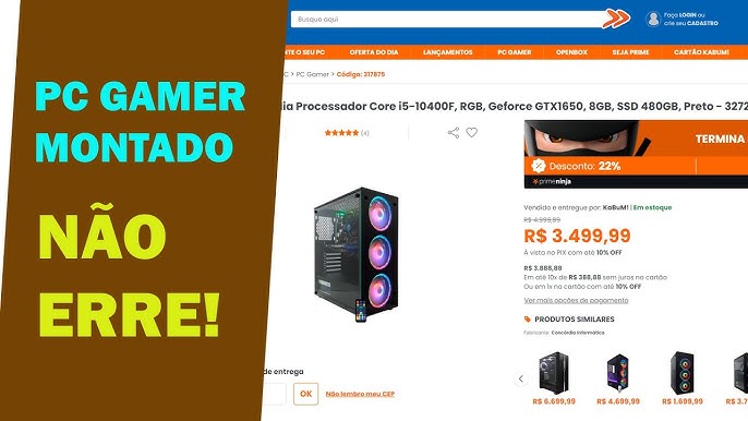 Pc Gamer Completo I5 8Gb Ssd KaBuM