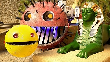 Pacman vs Evil Machines: Lava Robot, Spiky Monster, and the Ultimate Maze Challenge