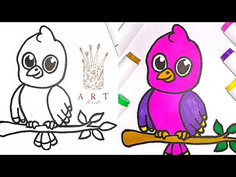 Little Bird Drawing and colouring tutorial