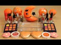 Mixing"Orange Moon" Eyeshadow and Makeup,parts,glitter Into Slime!Satisfying Slime Video!★ASMR★