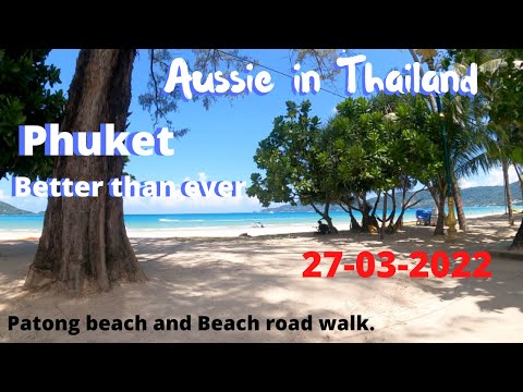 Phuket Patong Beach and Beach Road walk   HD 1080p
