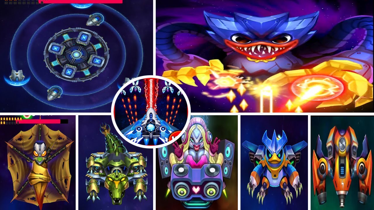 space shooter boss 46 vs all mini bosses | brown2k2gaming