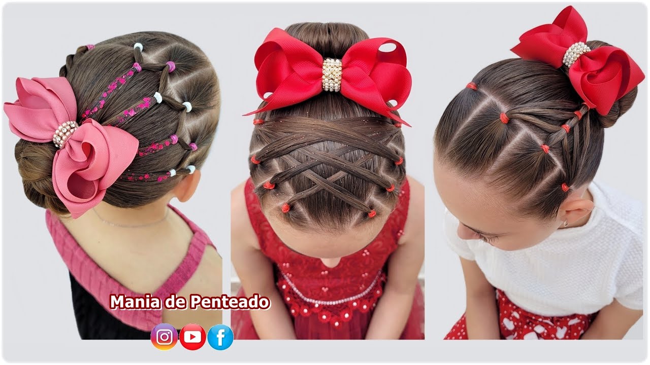 Penteados Infantis Fáceis com Coque 🥰| Easy Buns Hairstyles for Little Girls 😍💕