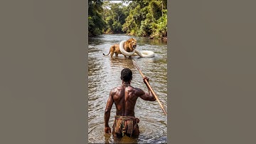 Warrior’s Battle with a Giant Albino Python to Save the Lion! 🐍🦁⚔️