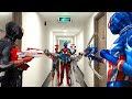 Superheros all story 9  team spiderman vs bad guy team in reallife  new character all action 