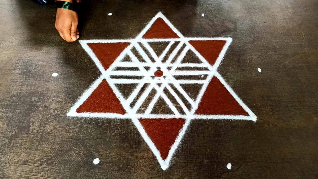 Ugadi special simple star kolam🌹5*3 Beautiful rangoli 🌹panguni Madham kolam 🌹 creative rangoli