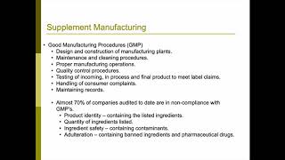 Dietary Supplement Regulation Lecture