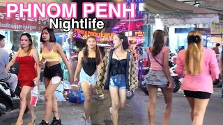 Enjoy Nightlife Virtual Walk in Phnom Penh Street 136 & More | Cambodia 4k
