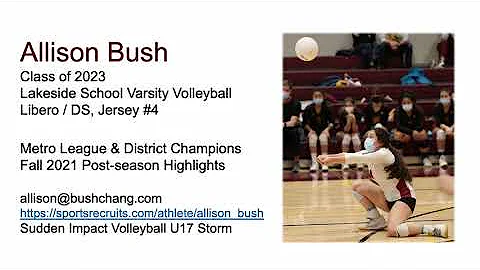 Allison Bush, Class of 2023 Indoor Volleyball Fall...