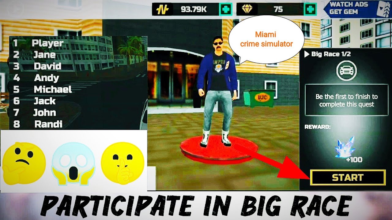 How To Participate The Big Race | In Miami Crime Simulator | 🤫😱🤔