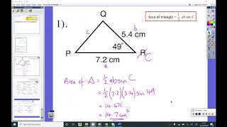 Fourth Form - Remote Lesson 2 - Monday 23 March (25. 7) Area of a Triangle