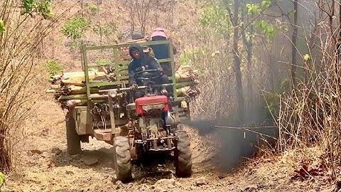#shortvideo xe công nông cầu đẩy chở cây chuối lên dốc bốc khói cực khỏe và cái kết
