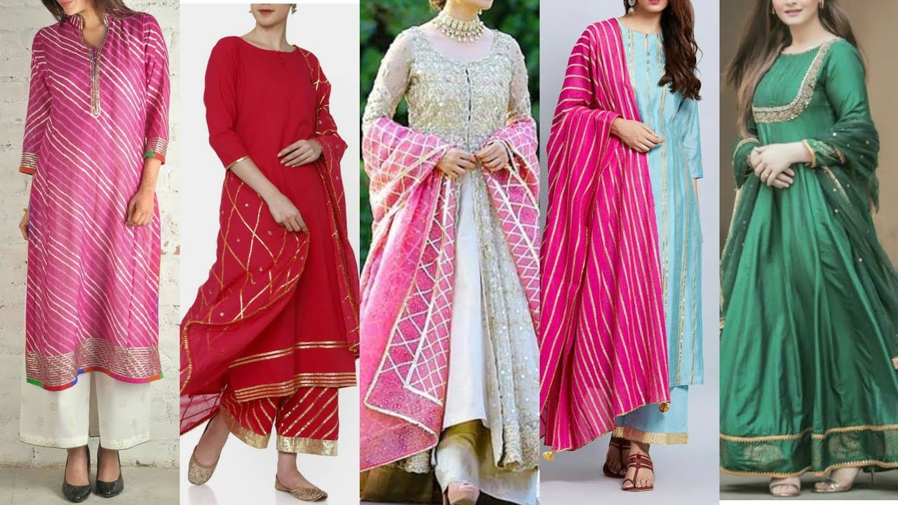 Plain Suits Designing With Gota Lace/Gota Work Dress Designing Idea's