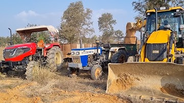 JCB 3dx Backhoe Machine Loading Red Mud In Mahindra and Swaraj Tractors | Jcb and Tractor Videos