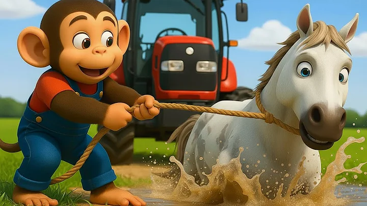 🐒🚜 Monkey Farmer Fixes Tractor and Plows Beet Field - Farm Work  Funny Monkey