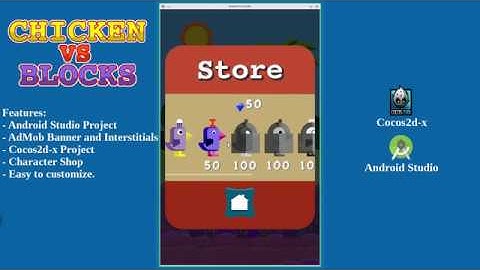 Game Chicken vs Blocks - Android Studio - Cocos2d-x - Full source code - Character Store