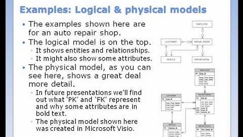 MEC Database Fundamentals (05 of 10): Physical Design - Logical & physical data models