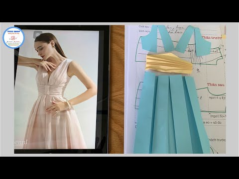 Video Dạy cắt may thời trang áo đầm sát nách cổ tim 3850 - youtube